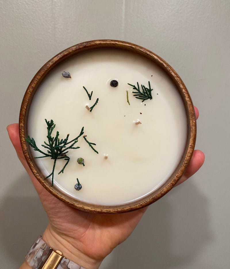 Candle-ready 6"x2" Round wood bowl