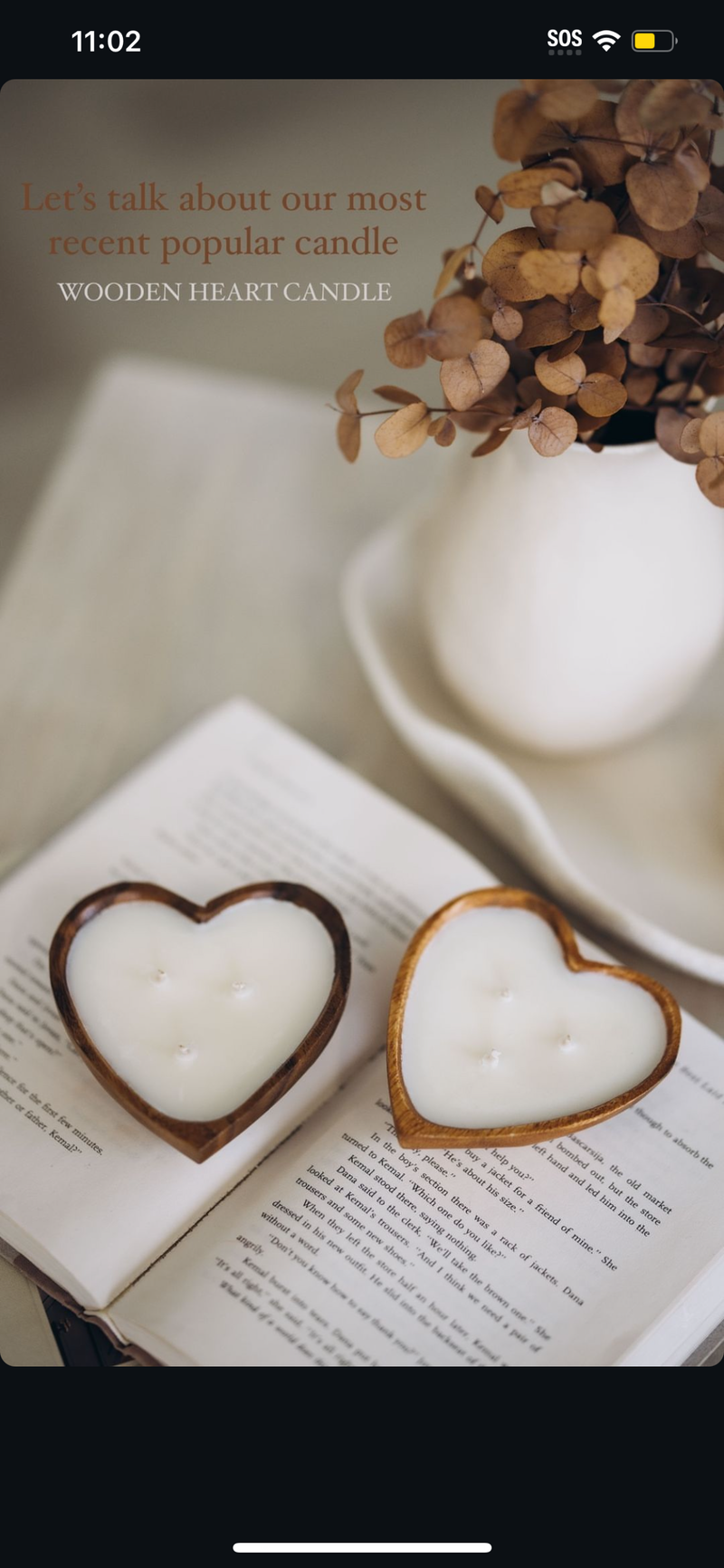 Candle-ready small heart wood bowl