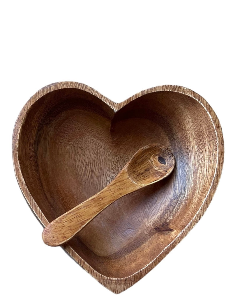 Wooden Heart Bowl with spoon