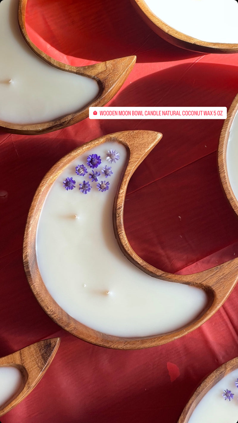 Candle-ready moon wood bowl
