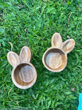 Candle-ready Bunny Head wood bowls