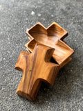 Candle-ready Large Wooden Cross Bowl