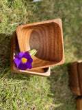 Candle-ready mini square wood bowl