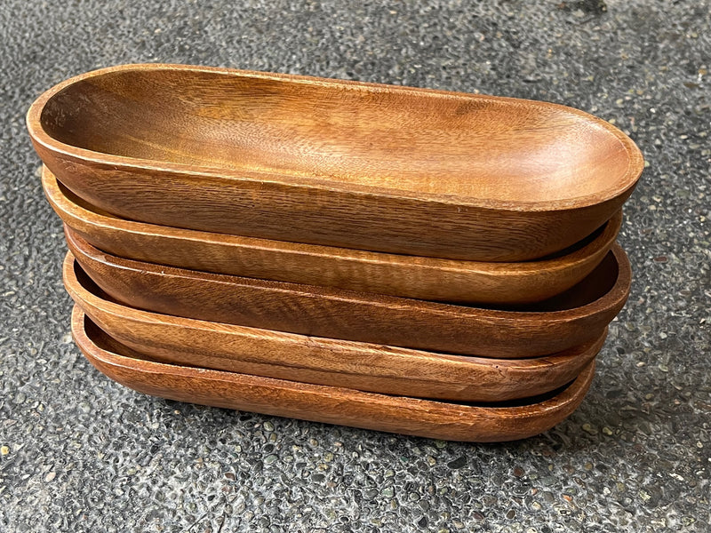 Candle-ready 12" long oval wood bowl
