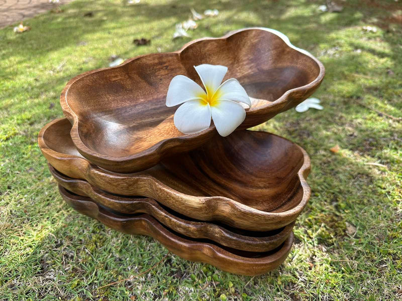 Candle-ready 10" rectangular flare wood bowl