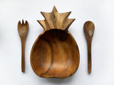 Acacia wood Pine Serving Bowl + utensils