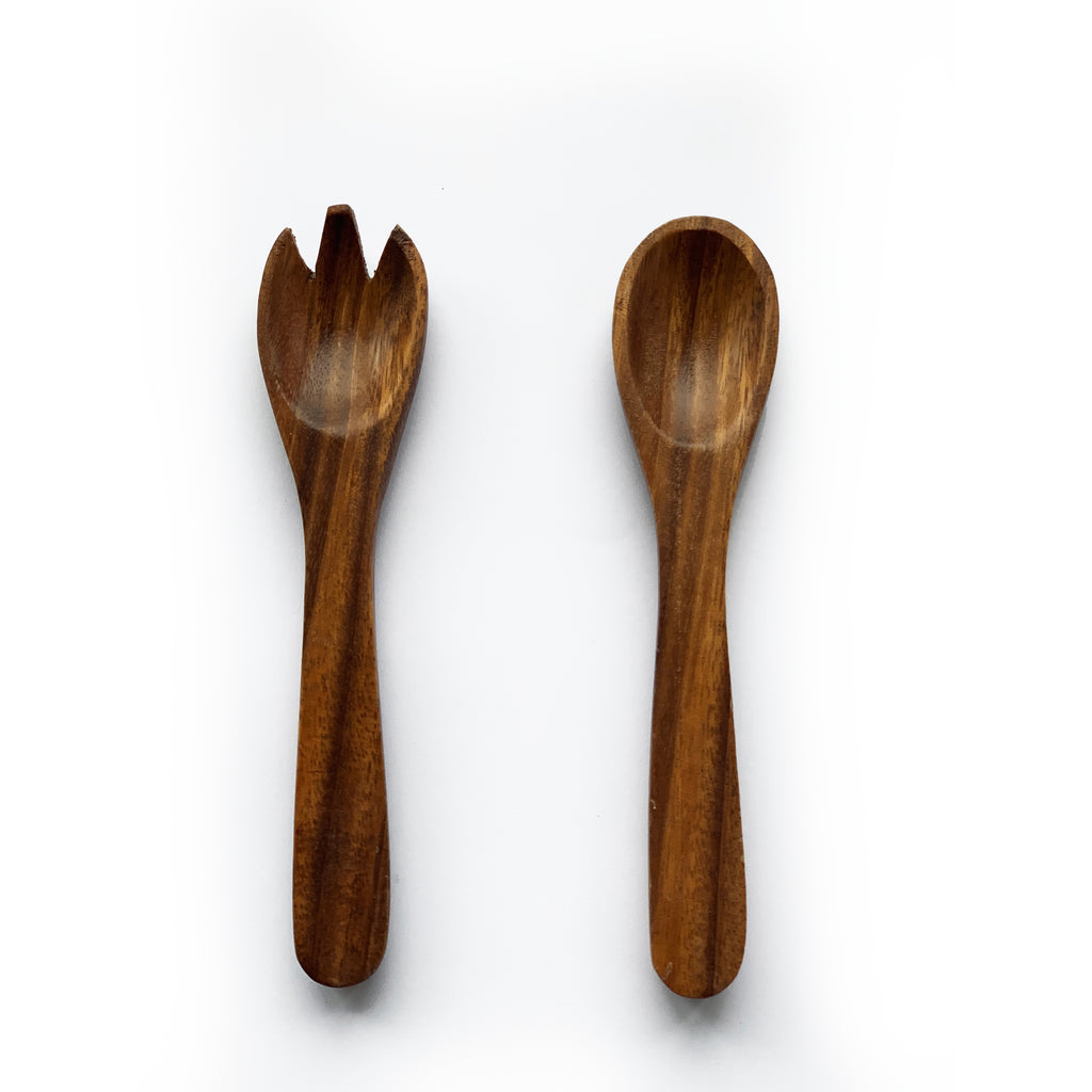 Acacia Wood Fork and Spoon Utensils
